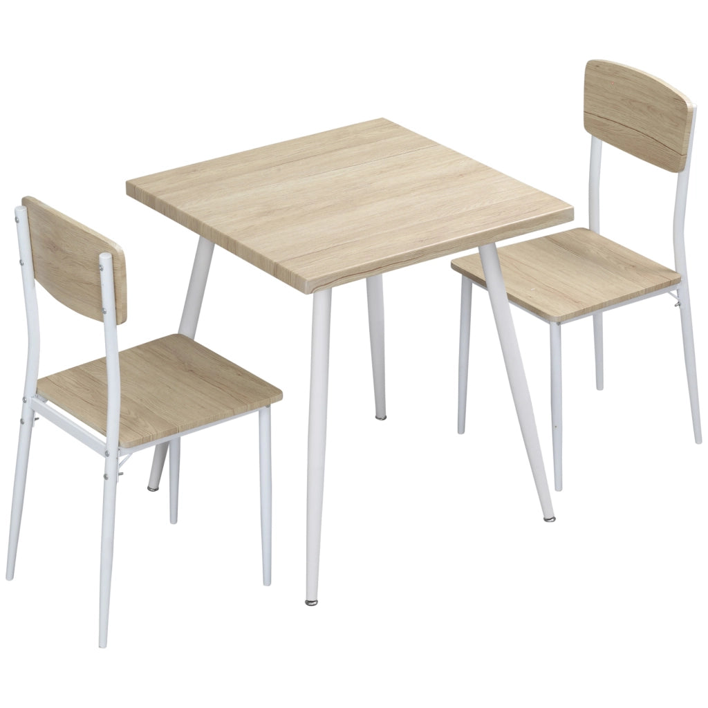 Tavolo da pranzo con 2 sedie ¨C zephmum ¨C bianco metallo MDF