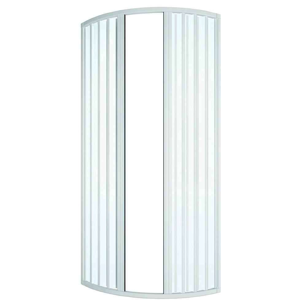 Box doccia 80x80 circolare a soffietto in PVC bianco apertura centrale e chiusura calamitata Teti