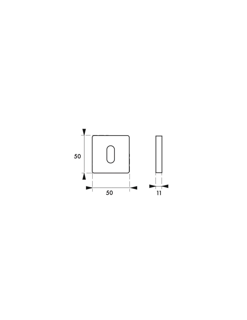 Coppia di rosette quadrate 50 x 50 mm con foro chiave, cromo satinato – THIRARD