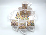 Set Caffè 6 Tazzine e Vassoio in Ceramica Decoro Ravello