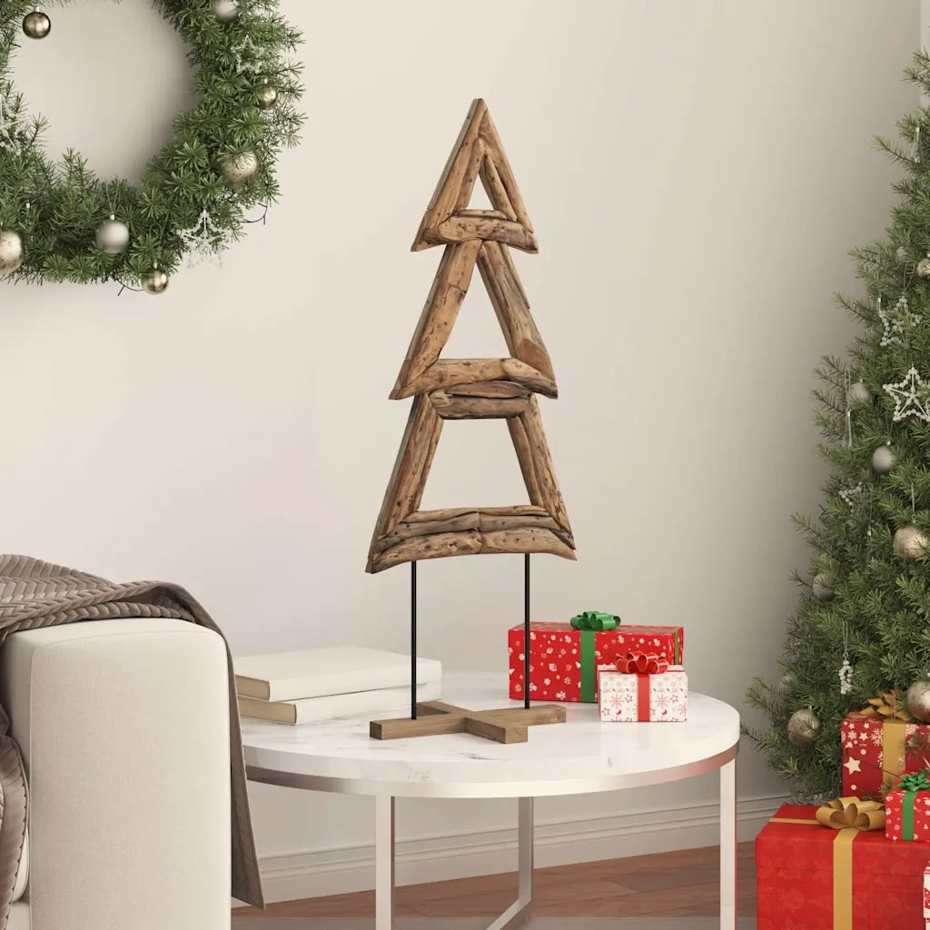 Albero di Natale | Decorazioni natalizie Marrone 90 cm Legno massello di teak