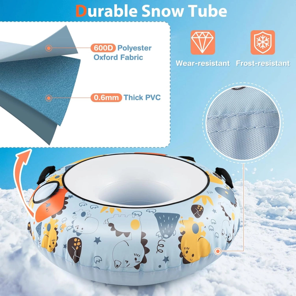 Snow Tube, slitta gonfiabile, diametro 132 cm, pneumatici da neve con manici stabili, pneumatici da slittino con pompa per pneumatici, sport invernali