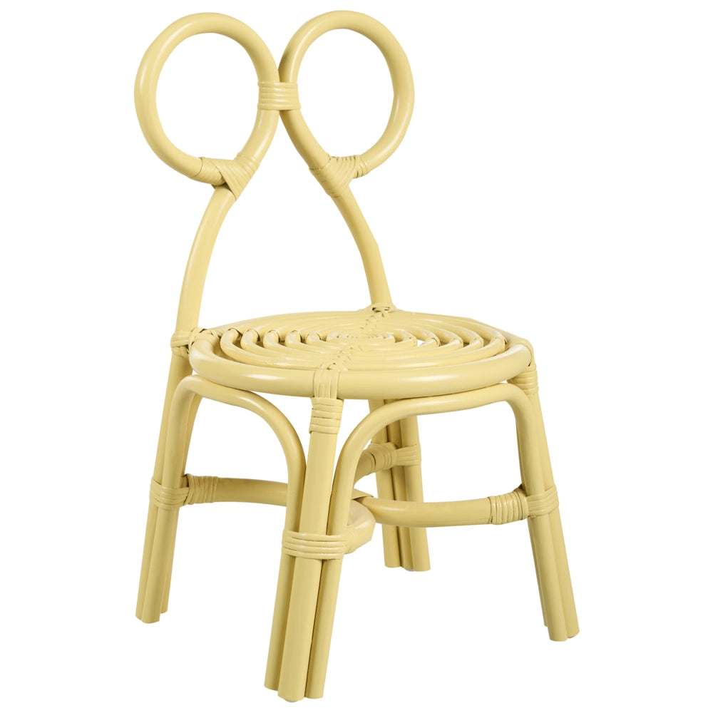 Sedia per bambini in rattan naturale giallo Patio Outdoor Indoor Boho Fatto a mano