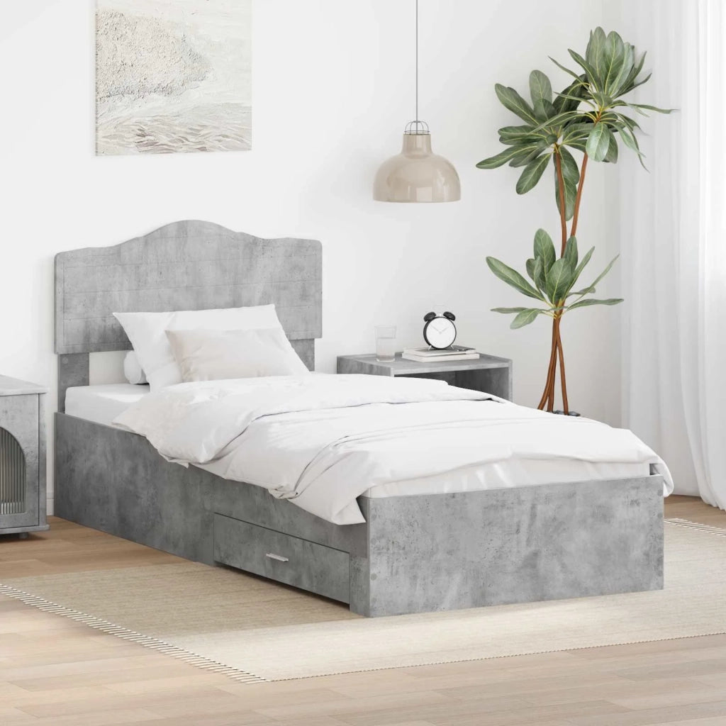 Struttura del letto con testiera Grigio cemento 90 x 190 cm 3413250