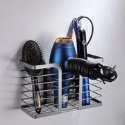Sostegno senza fori per la parete, houder per asciugacapelli, sostegno per asciugacapelli per la parete, houder per asciugacapelli e pettine, organizzatore per la camera da bagno per la sala da pranzo, la camera da bagno, in acciaio inossidabile (grigio)