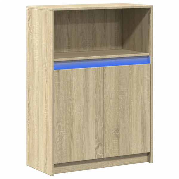 Buffet credenza cassettiera armadio mobile contenitore organizer per cucina soggiorno salotto con illuminazione a LED rovere Sonoma 72 x 34 x 100 cm legno ingegnerizzato marrone 02_0029797