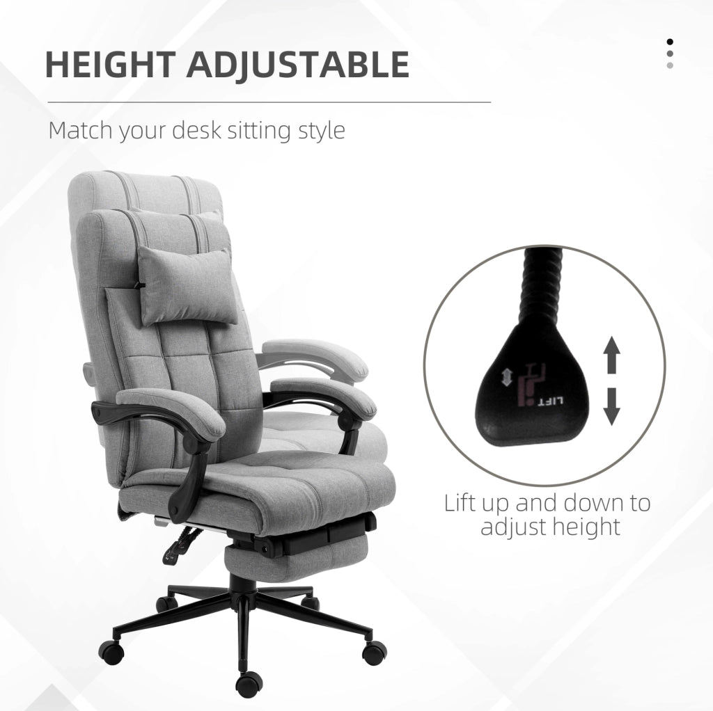 Sedia da ufficio ergonomica grigio chiaro con poggiatesta