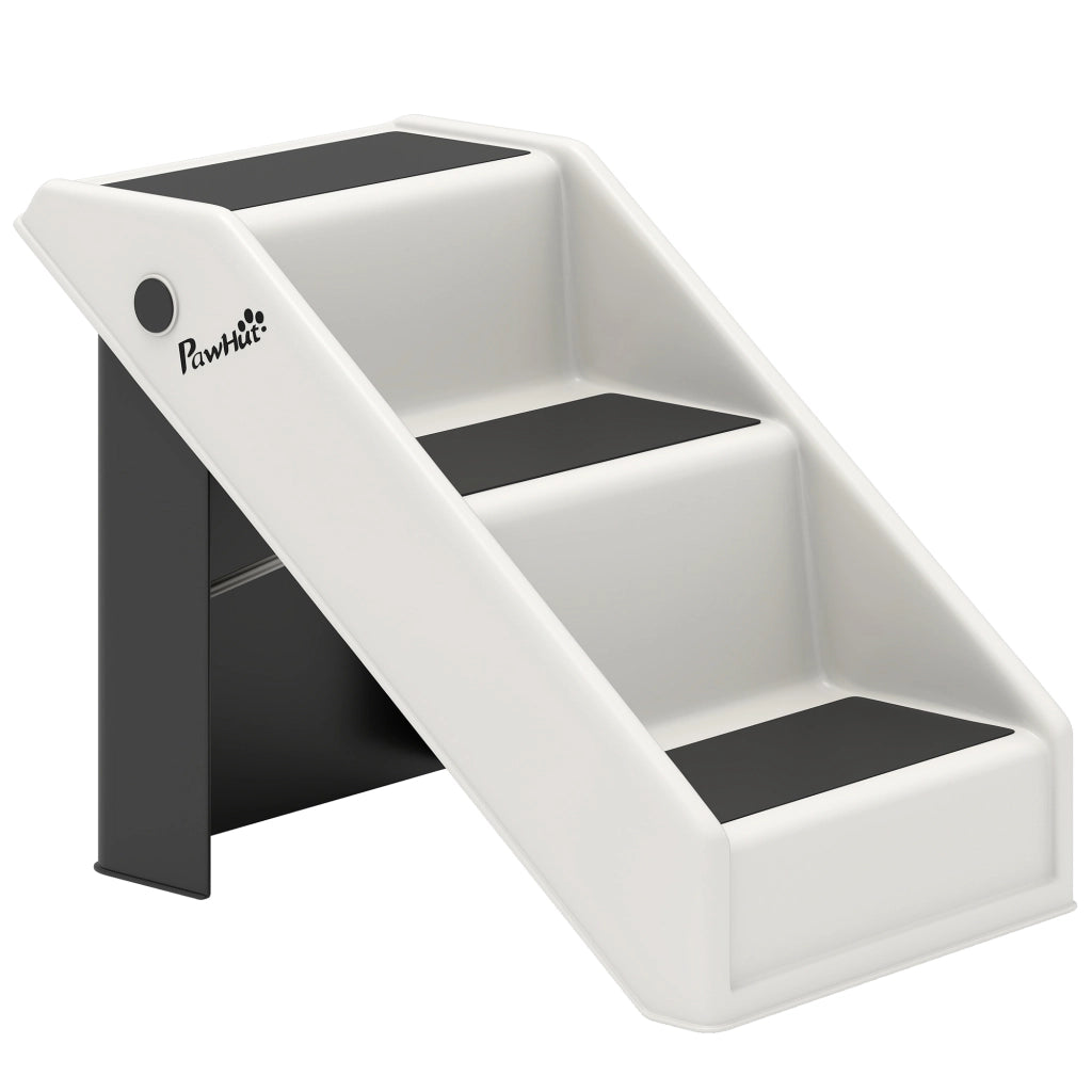 Scaletta Pieghevole per Cani e Gatti 3 Gradini Antiscivolo  53x30,5x36,5 cm in PP Crema