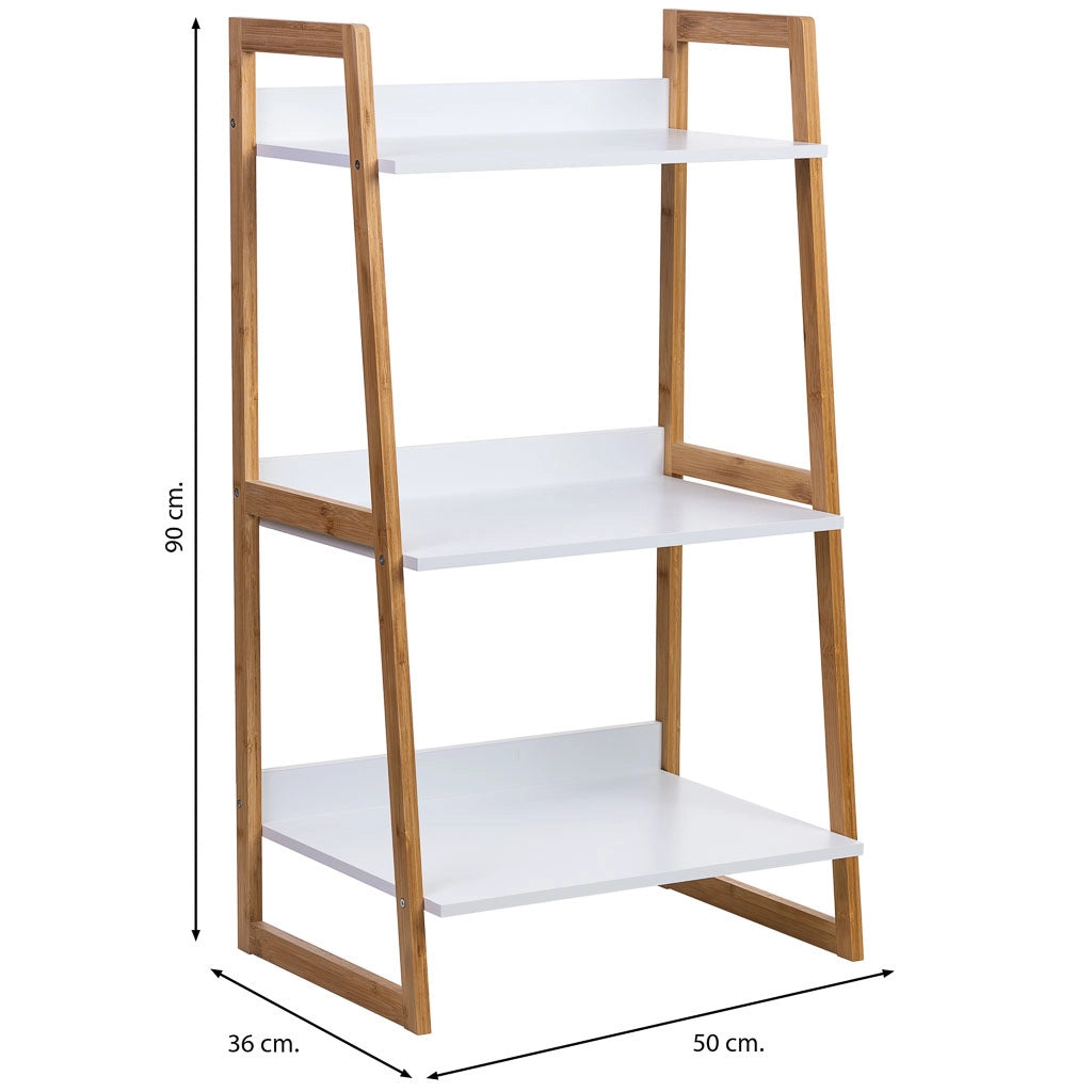 scaffalatura in legno bianco a 3 ripiani 50x36x90h cm