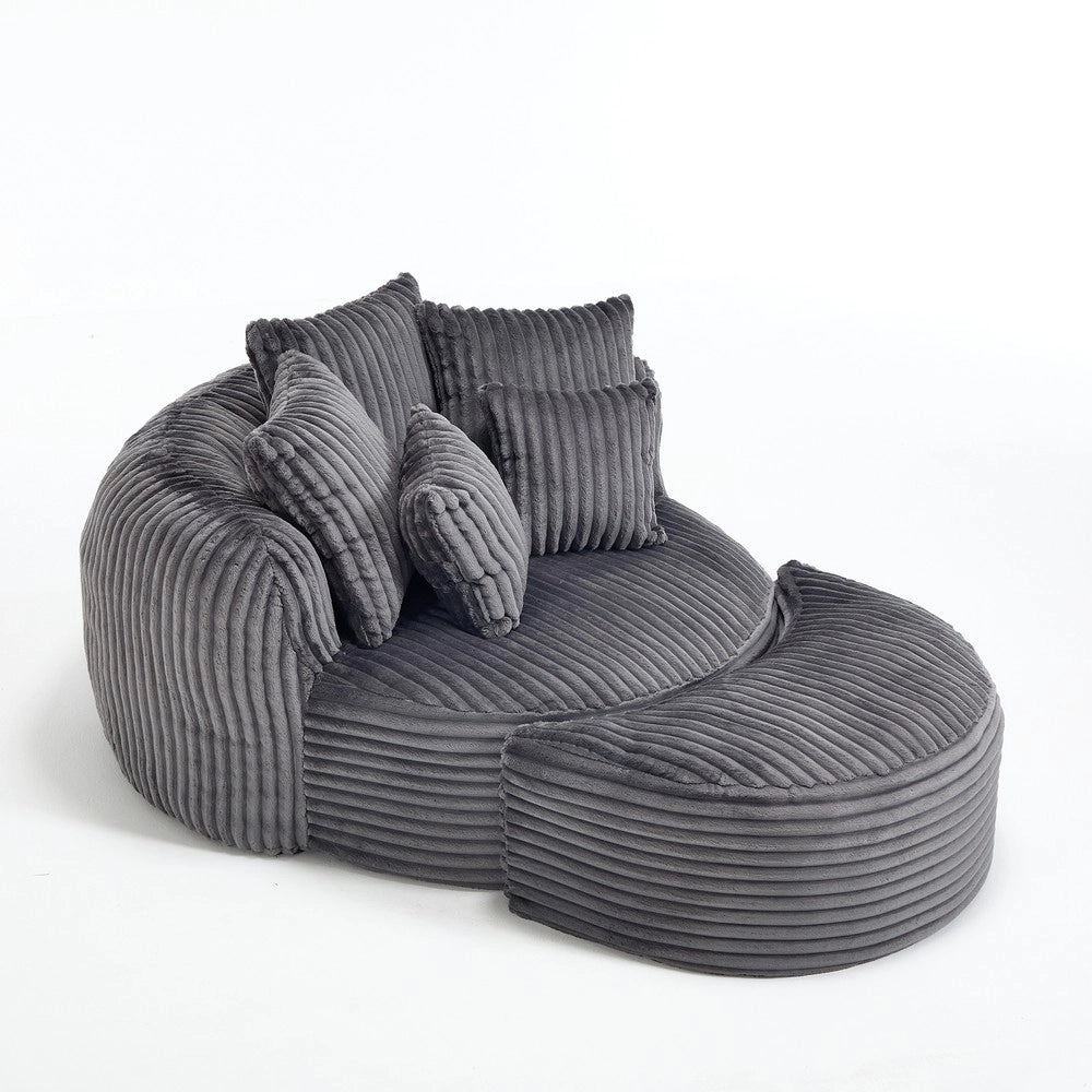 Divano letto ¨C Minimal ¨C Tessuto, 140x200cm, grigio, con pouf