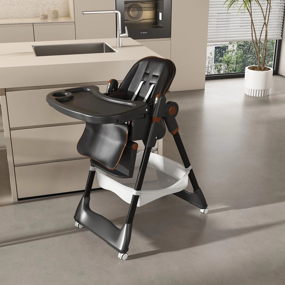 Sedia per bambini ¨C Minimal ¨C Nero, con ruote bloccabili e cintura di sicurezza 0-6 anni