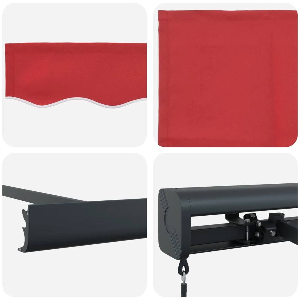 Tenda Retrattile Rosso 350 x 250 cm Tessuto e Metallo 3330443