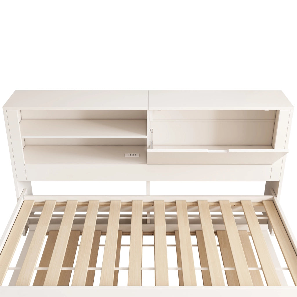 DESMIU Letto divano 90 × 200 cm 1 posto con letto estraibile, contenitore, USB e Type-C, senza materasso