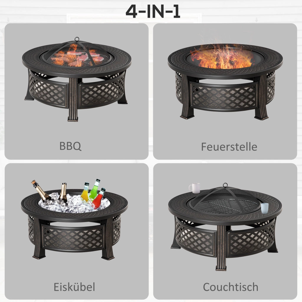 Braciere da giardino con griglia e parascintille ¨C Minimal ¨C nero acciaio 81x81x50 cm