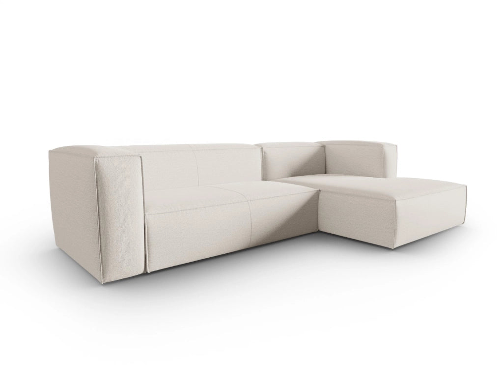 Cosmopolitan Design - Divano angolare destro "Mackay" 4 posti in velluto strutturato avorio 