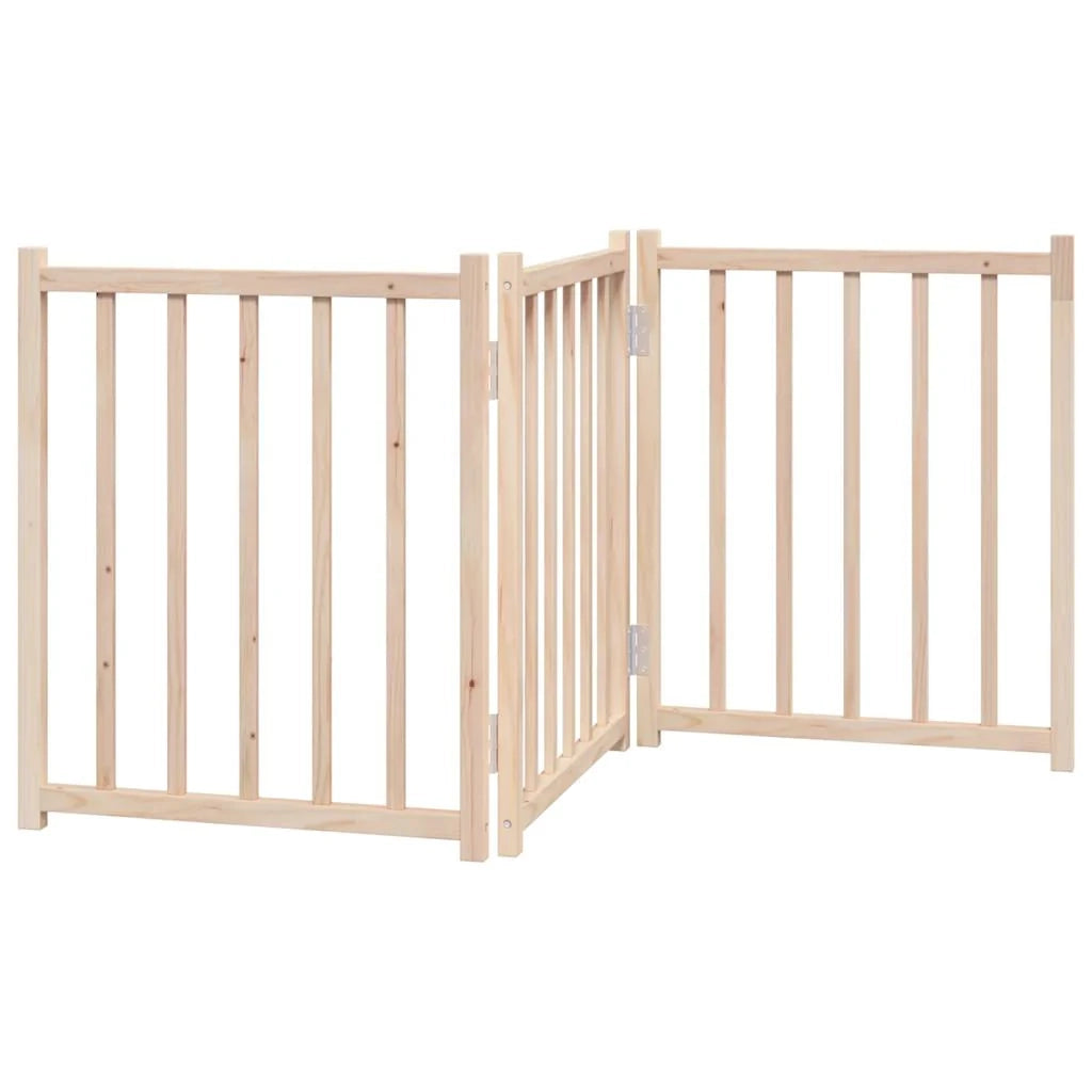 Cancelletto di sicurezza pieghevole a 3 pannelli per cani 150 cm in legno massello di abete marrone 02_0023081