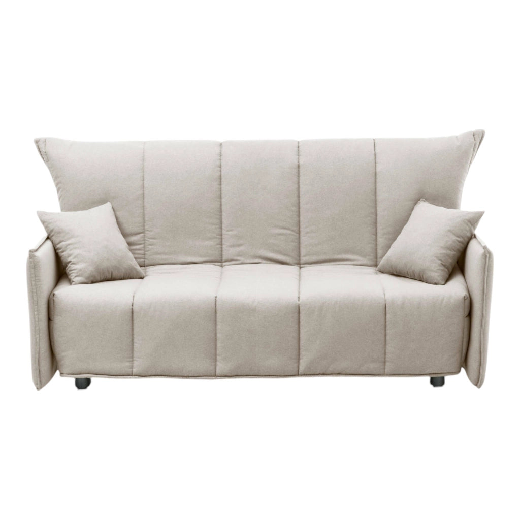 Divano Letto Ardis, Divano a 3 posti, Made in Italy, SofÒ  Soggiorno con apertura a carrello con apertura a carrello, in tessuto imbottito, con Braccioli standard, cm 190x90h85, colore Beige