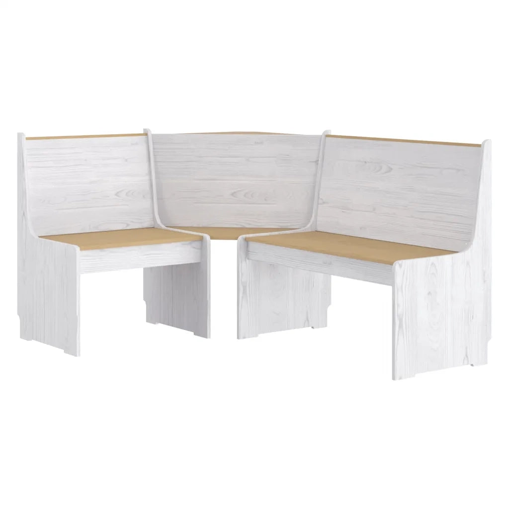 Panca Angolare-Sgabello-Panca da esterno REINE 151 cm in Legno di Pino ambra e Bianco