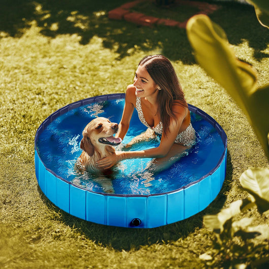 Fudajo Piscina per cani 160 x 30 cm, antiscivolo, piscina pieghevole per cani in PVC, portatile, con bordi rinforzati