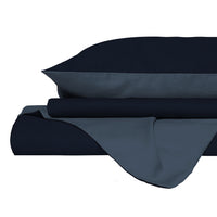 Copripiumino Piazza E Mezza con Sacco e Federe in Tinta Unita Double Face Linea Zoe Blu Mare e Blu