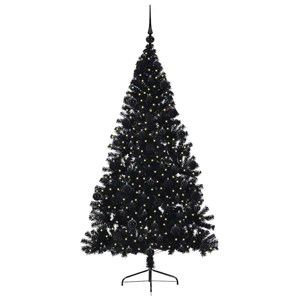 Albero di Natale artificiale con luci integrate Nero 210 cm PVC 3397155