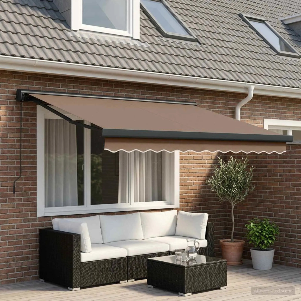 Tenda retrattile Tortora 450 × 300 cm Tessuto e Metallo 3426236