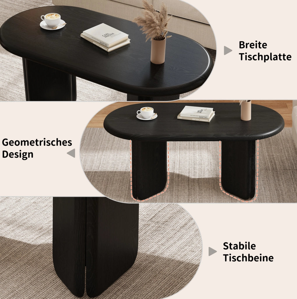 TAVOLO da Caffè Ovale 99x50x40 cm MDF Nero