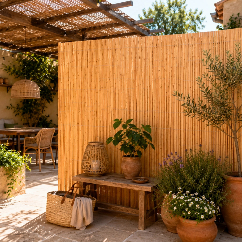Arella In Bamboo Naturale A Canna Spaccata Per Recinto Privacy E Frangivista Da Giardino Balcone Terrazza Con Filo Metallico 2 x 3 Metri
