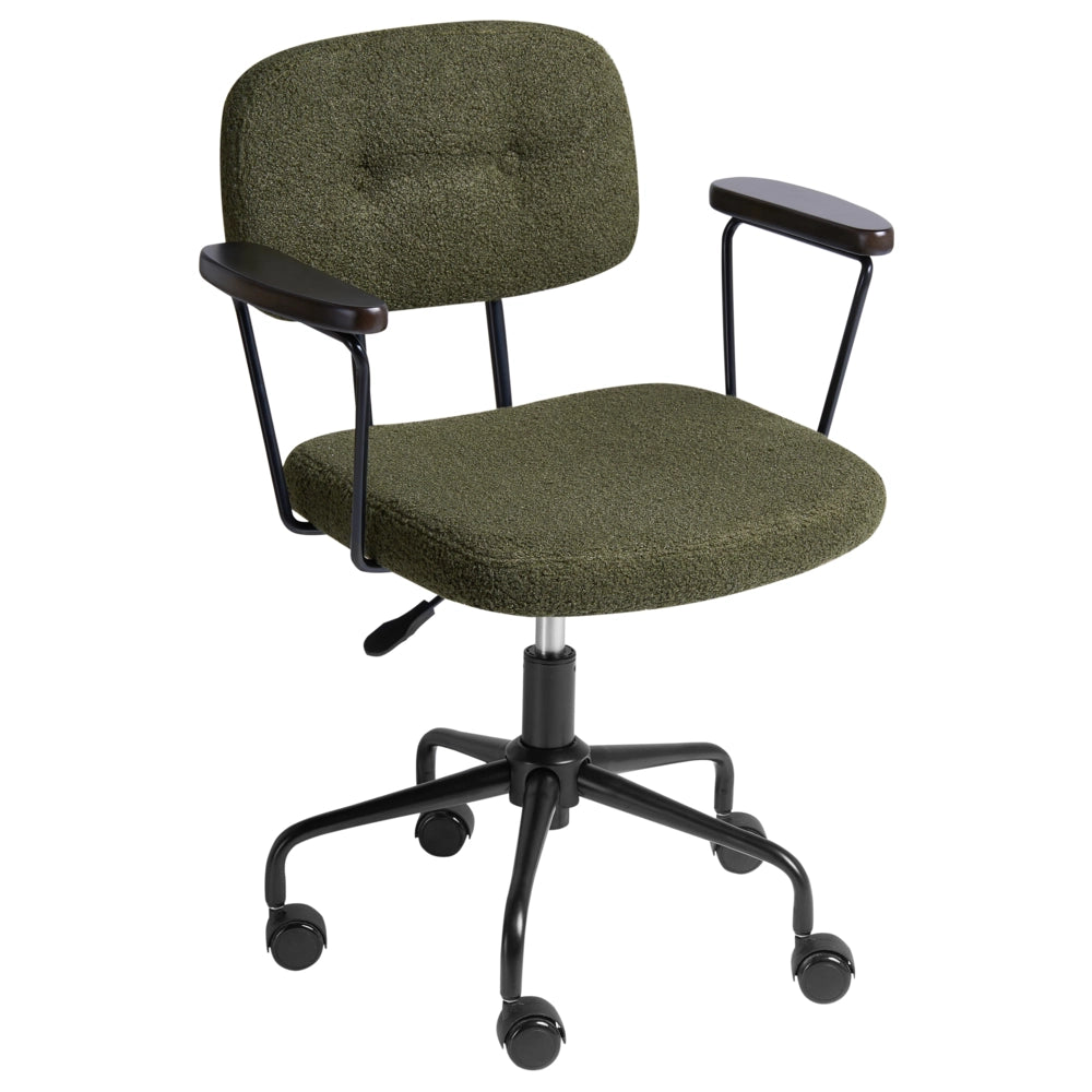 Sedia da ufficio verde scuro bouclé girevole regolabile in altezza con braccioli Ufficio domestico Studio Tradizionale