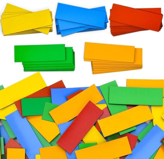 Etichette magnetiche descrittive, 60 pezzi, 5 colori, whiteboard magneti, 60x20mm, banchi magnetici per scrivere, magneti riutilizzabili per frigoriferi, lavabili magneti per card per frigoriferi