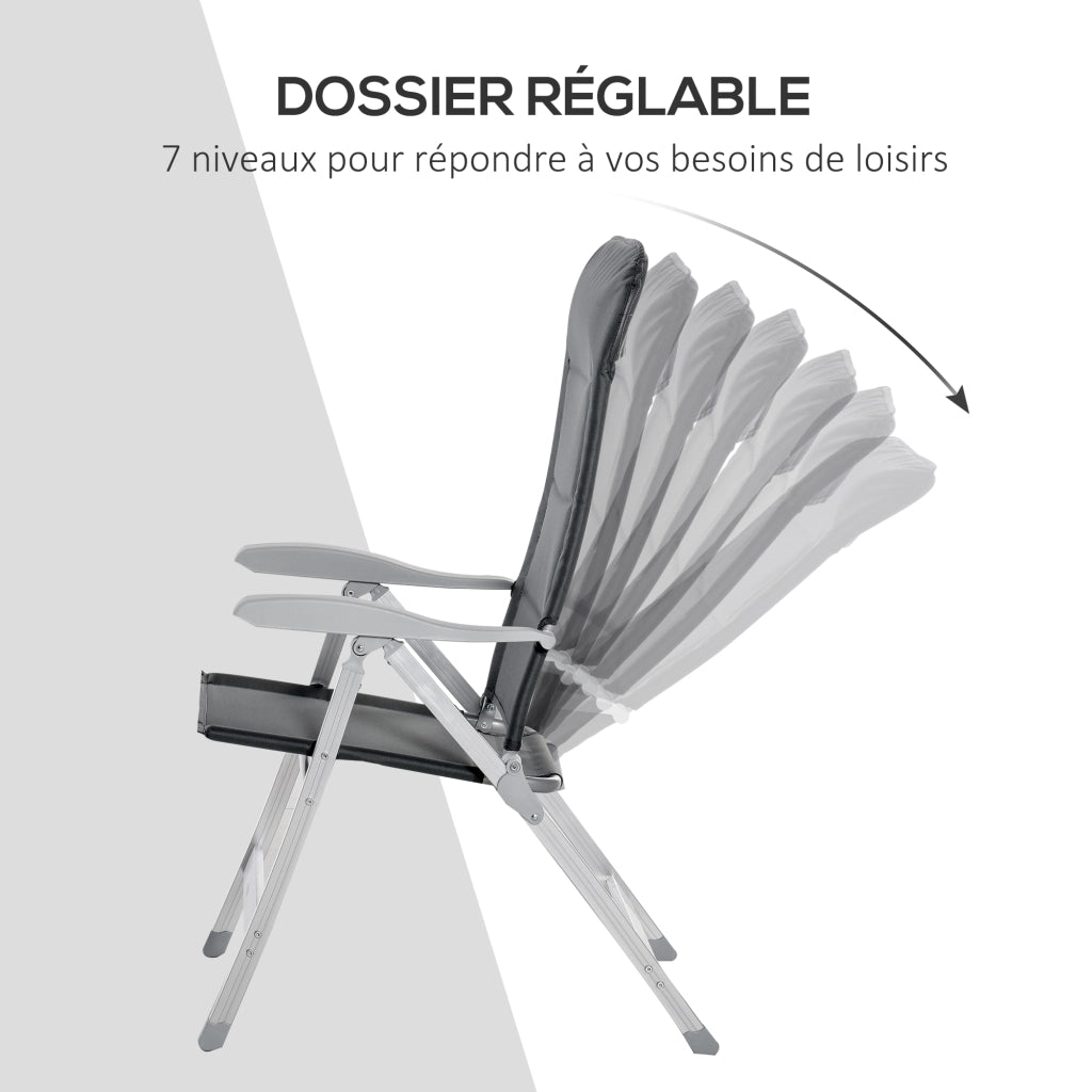 Sedia da giardino pieghevole con schienale alto reclinabile ¨C zephmum ¨C Grigio