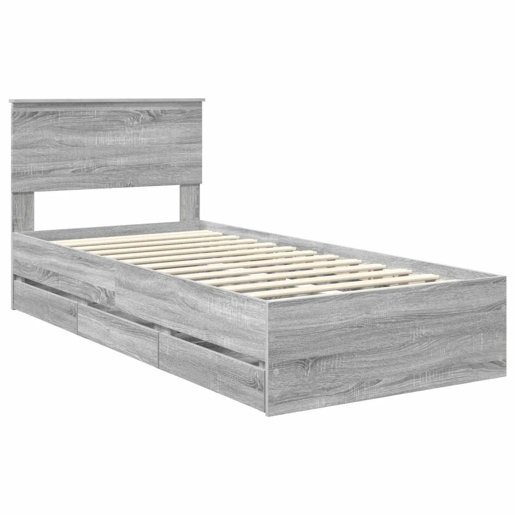 Struttura del letto con cassetto Grigio Sonoma 90 x 190 cm 3410754