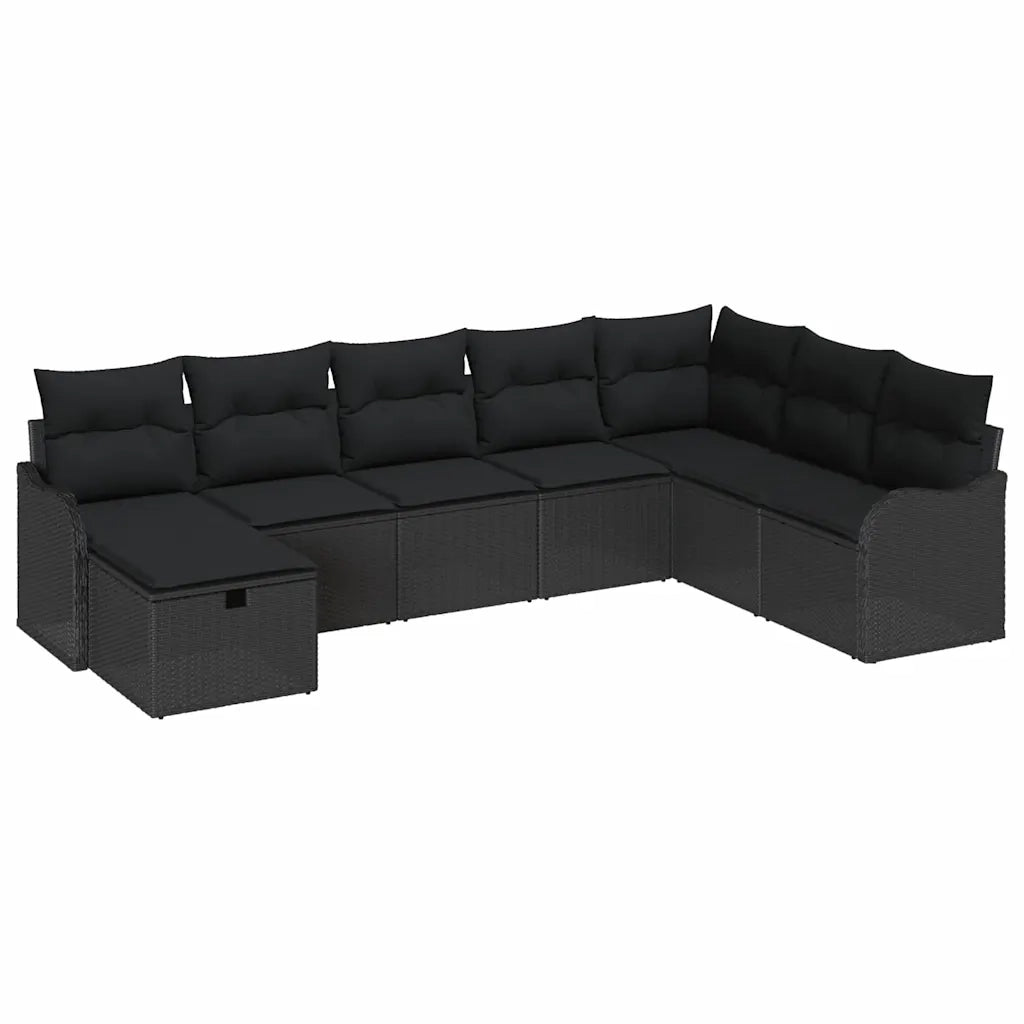 Set di divani con cuscino con archiviazione Nero polyrattan 3359032