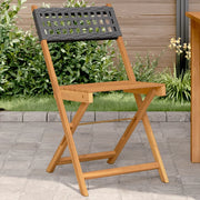 Sedie da BistrÃ² 2 pz Nere Legno Massello Acacia e Polyrattan