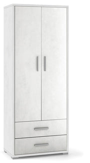 ARMADIO 2 ANTE 2 CASSETTI H182 L71 P41 cm STRUTTURA E FRONTALE BIANCO OSSIDO SARMOG Db359k