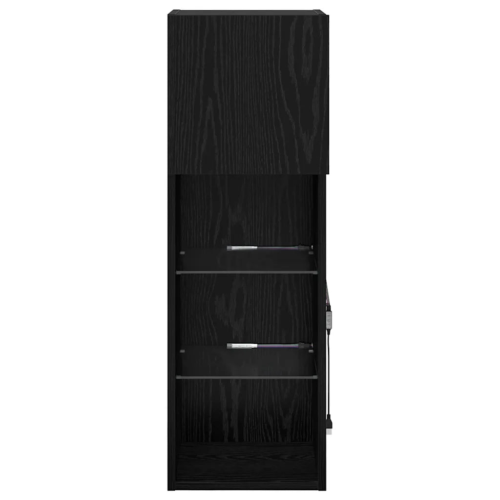 Mobile TV da Parete con LED Rovere Nero 30,5 x 30 x 90 cm 882952