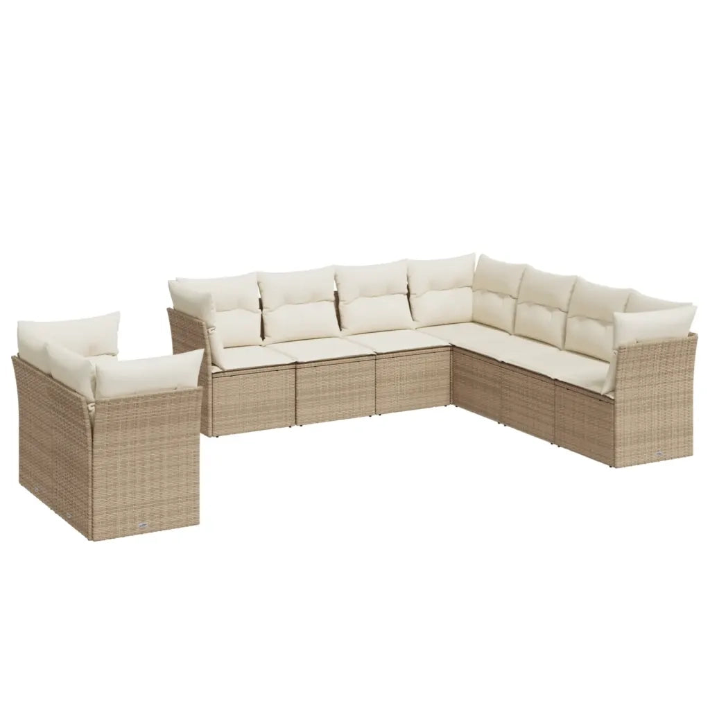 Set Divano da Giardino 9 pz con Cuscini Beige in Polyrattan 3249677