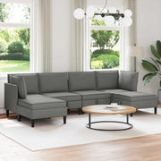 Set di mobili per il soggiorno 6 pcs Grigio scuro Tessuto
