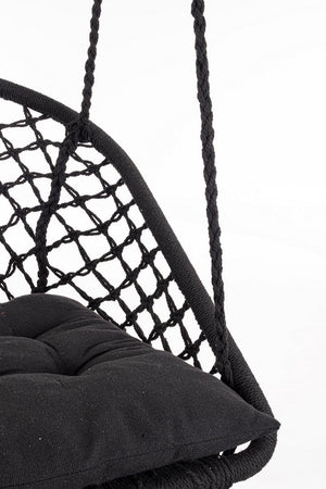 Amaca Sedia Sospesa da Giardino 88x69x130 cm in Poli-Cotone Javier Nero