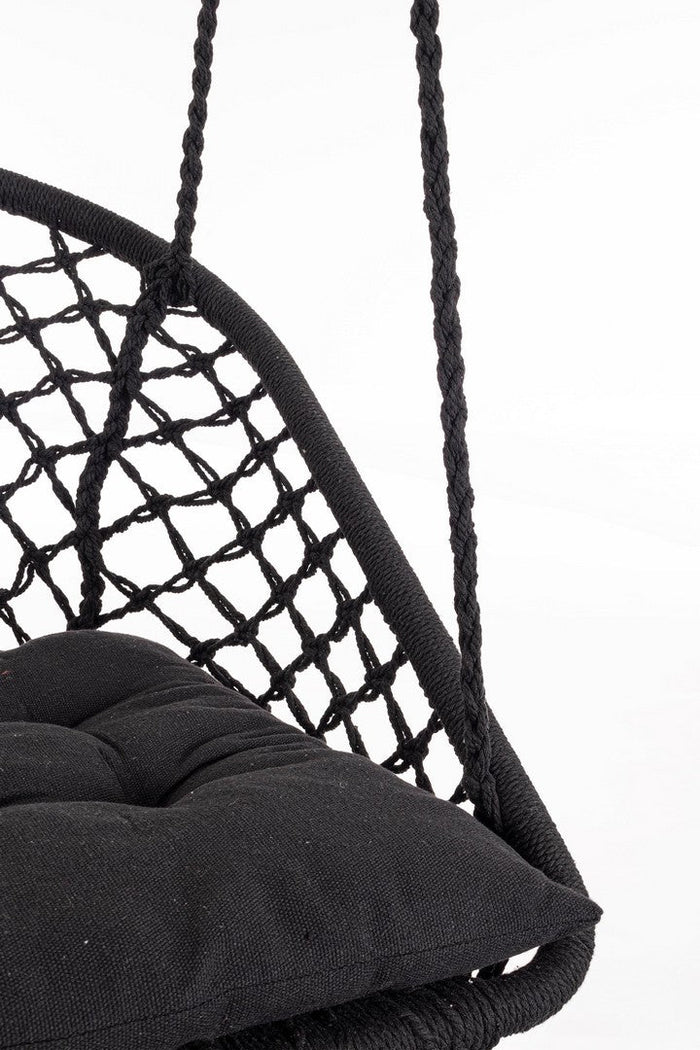 Amaca Sedia Sospesa da Giardino 88x69x130 cm in Poli-Cotone Javier Nero