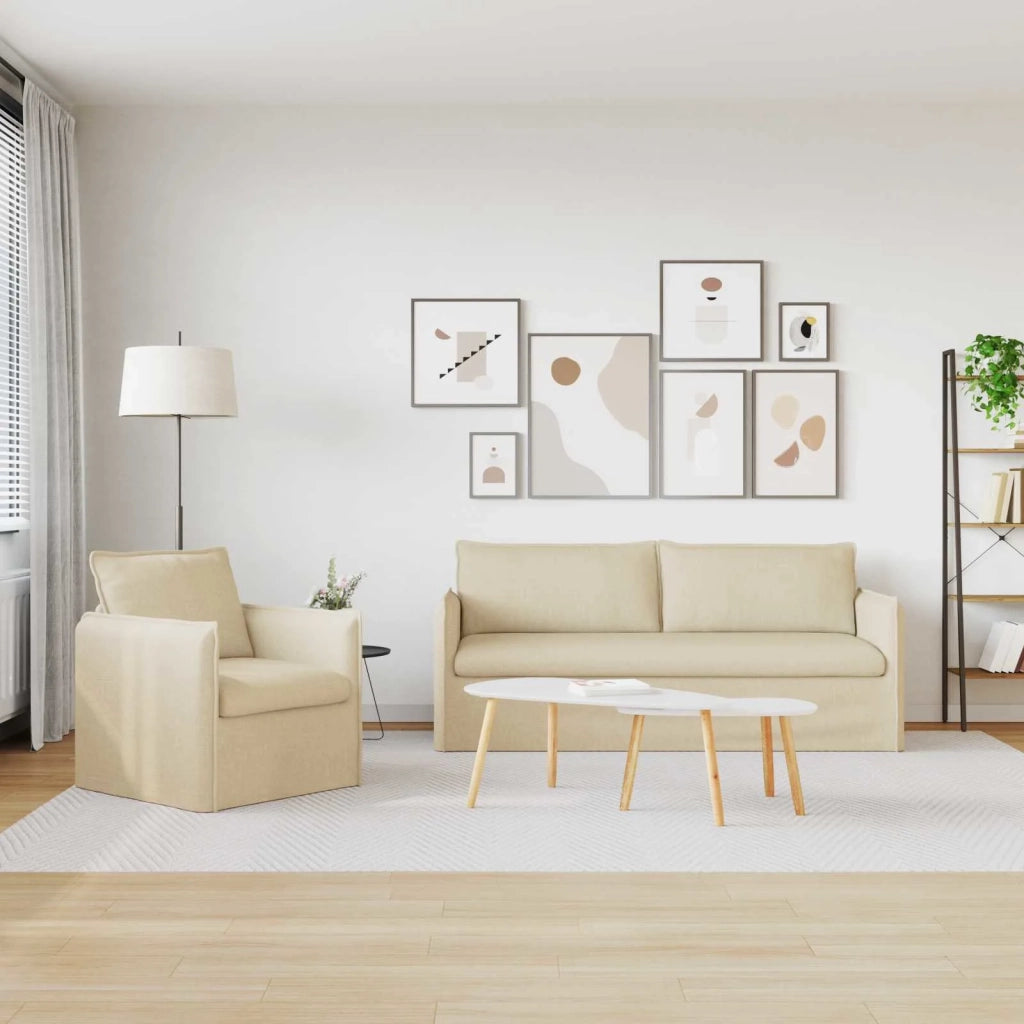 Set di divani 2 pcs Crema 196 x 82 x 85 cm Tessuto