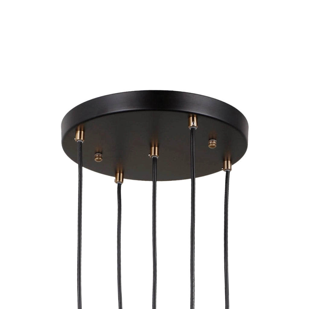Lampadario rotondo nero-oro cristallo 5xE14 TORNO Italux