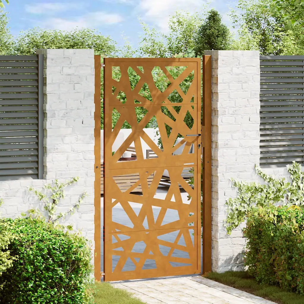 Cancello da giardino 100x200 cm in acciaio corten design leggero 4100958