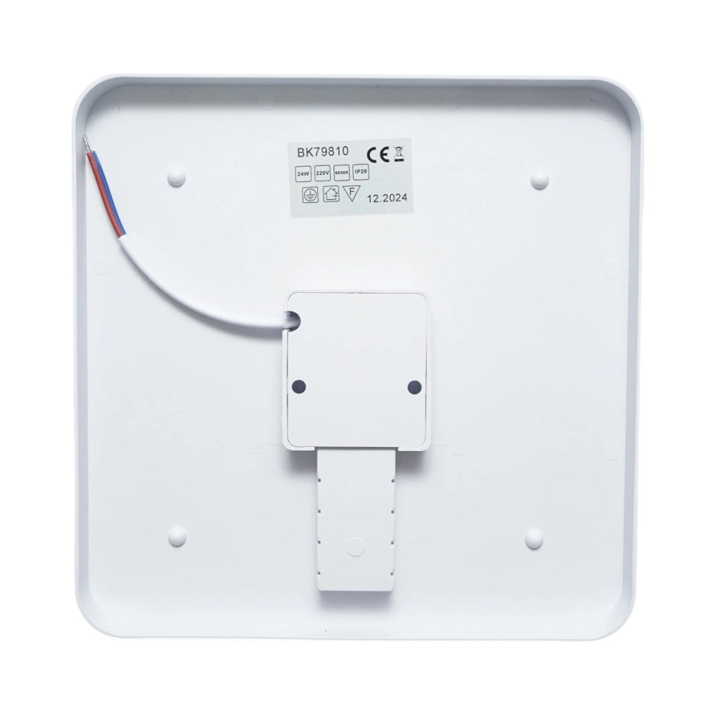 Plafoniera LED 24W, 220V, luce fredda 6500K, corpo quadrato 180x180x40mm, IP20.