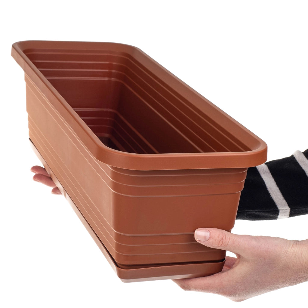 Vaso da fiori per balcone KADAX, 50 cm + sottovaso rosso mattone