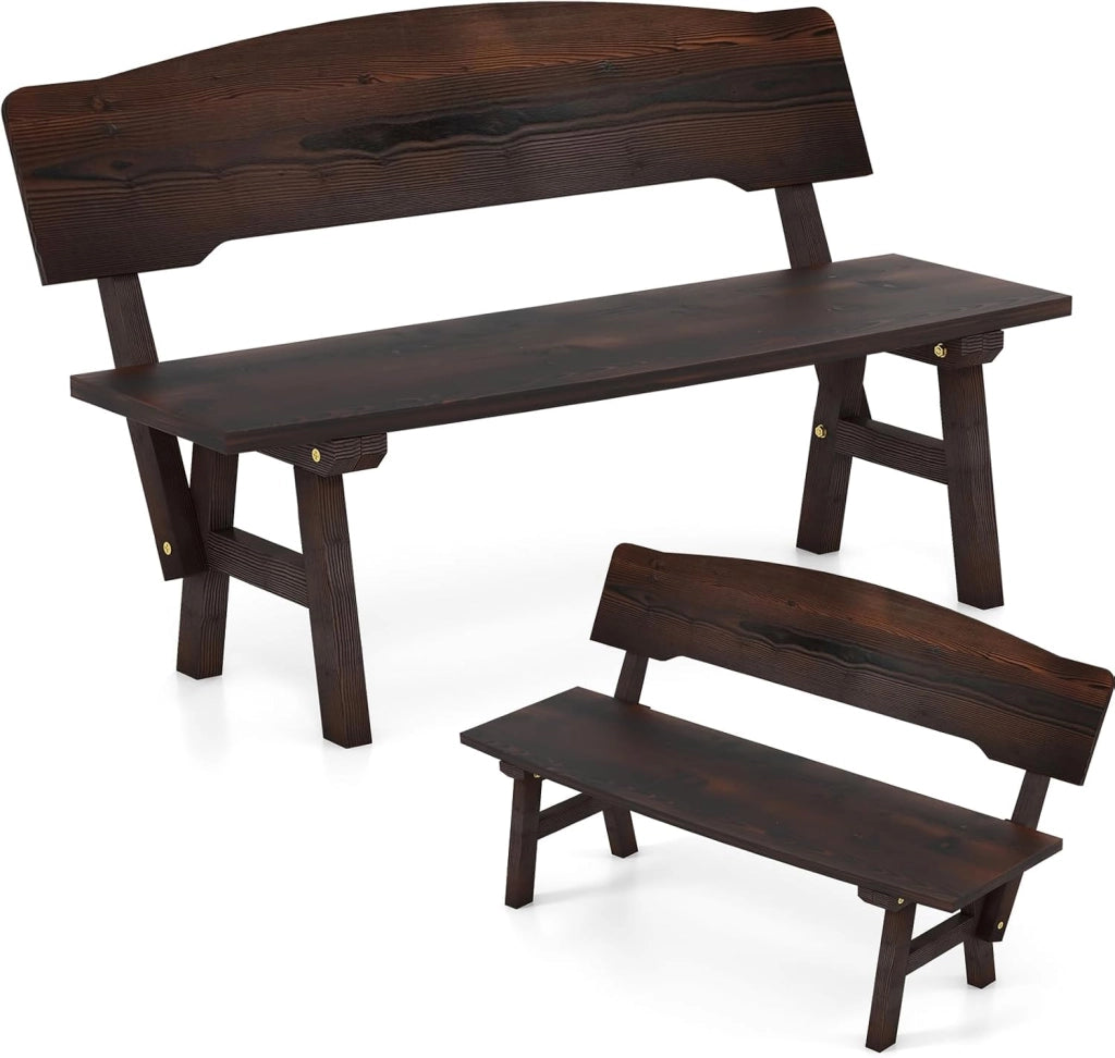 Panchina da giardino in legno, con schienale, per esterni, resistente alle intemperie, portata fino a 325 kg, per balcone, giardino, terrazza, 120 x 51 x 78 cm