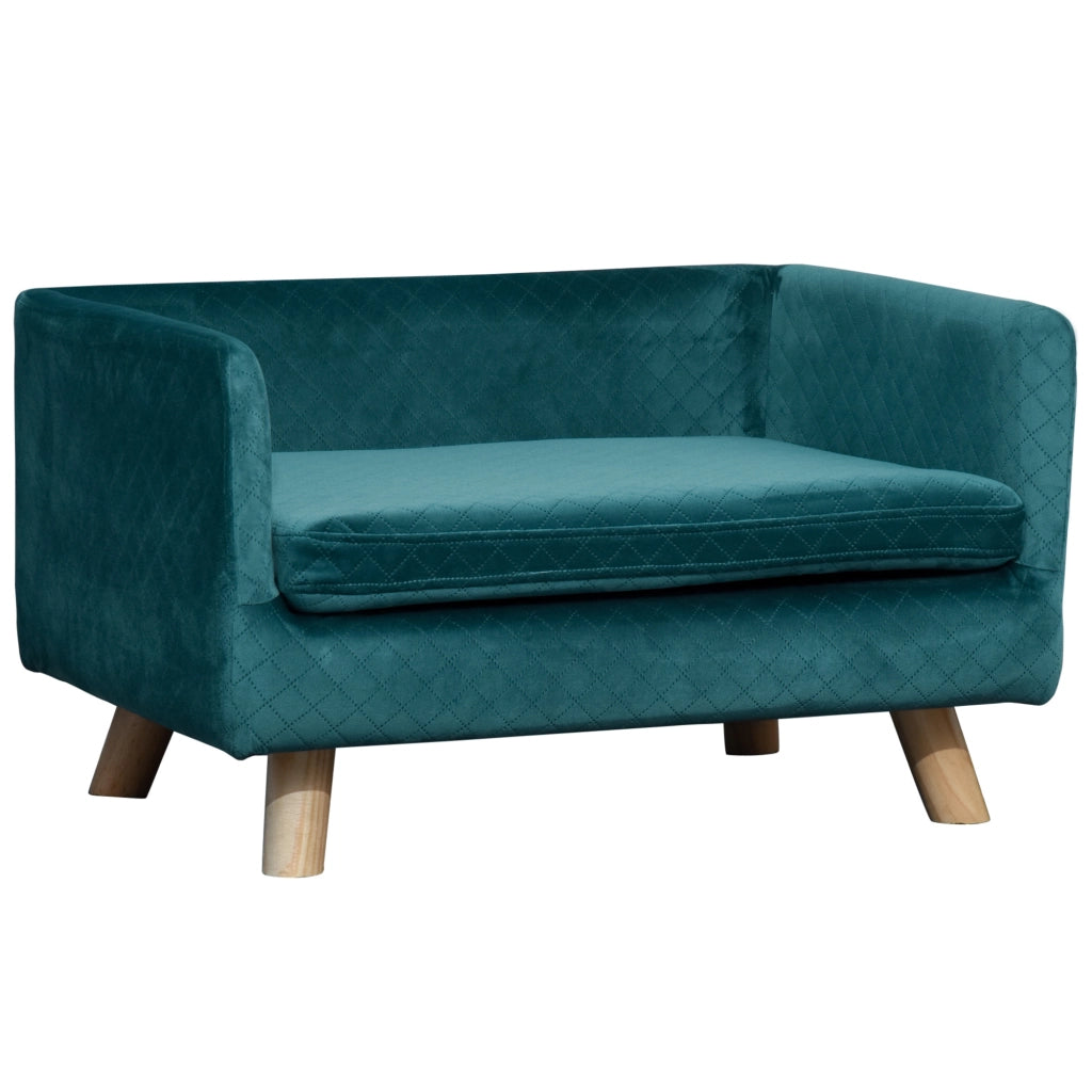 Cuccia per Cane con Cuscino ¨C Minimal ¨C Blu Scuro Velluto 64x45x36 cm