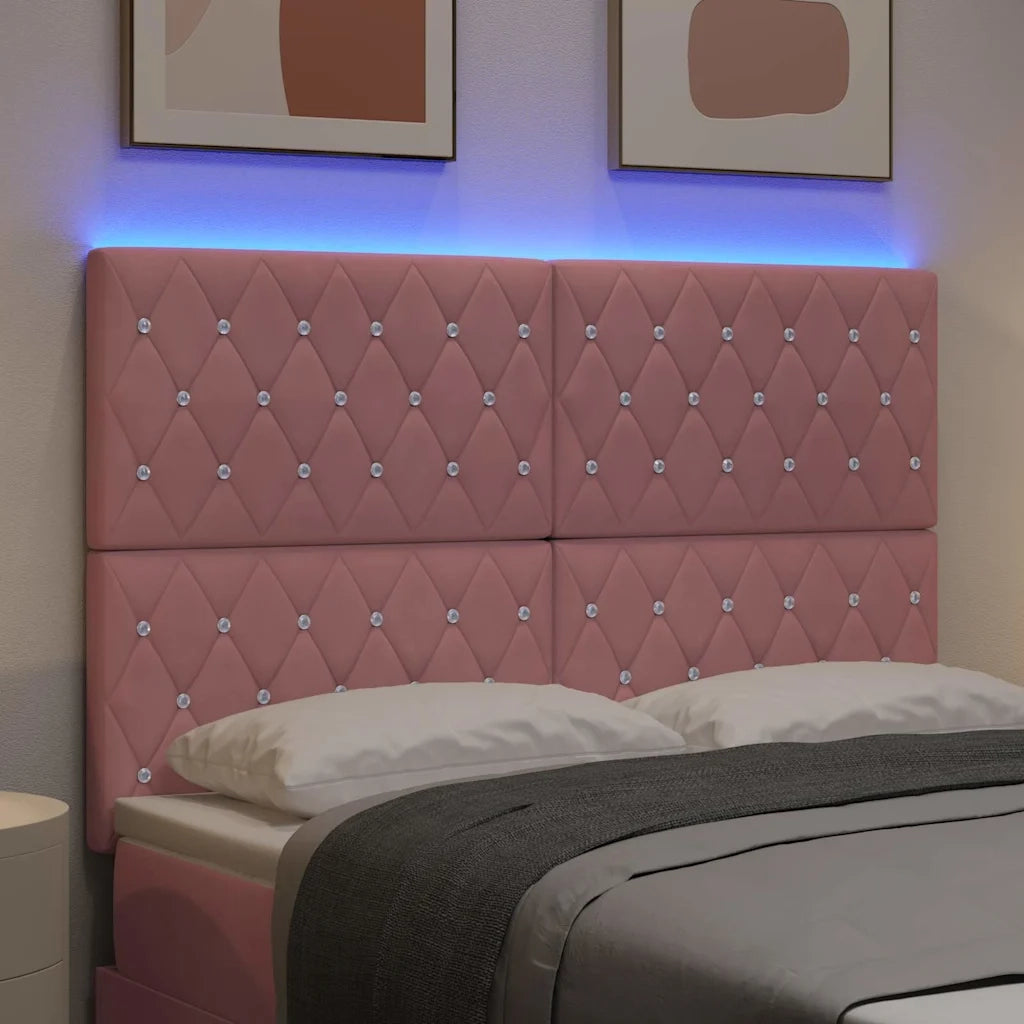 Testiera LED con strisce LED con testiera Rosa 144 cm Velluto 3338365