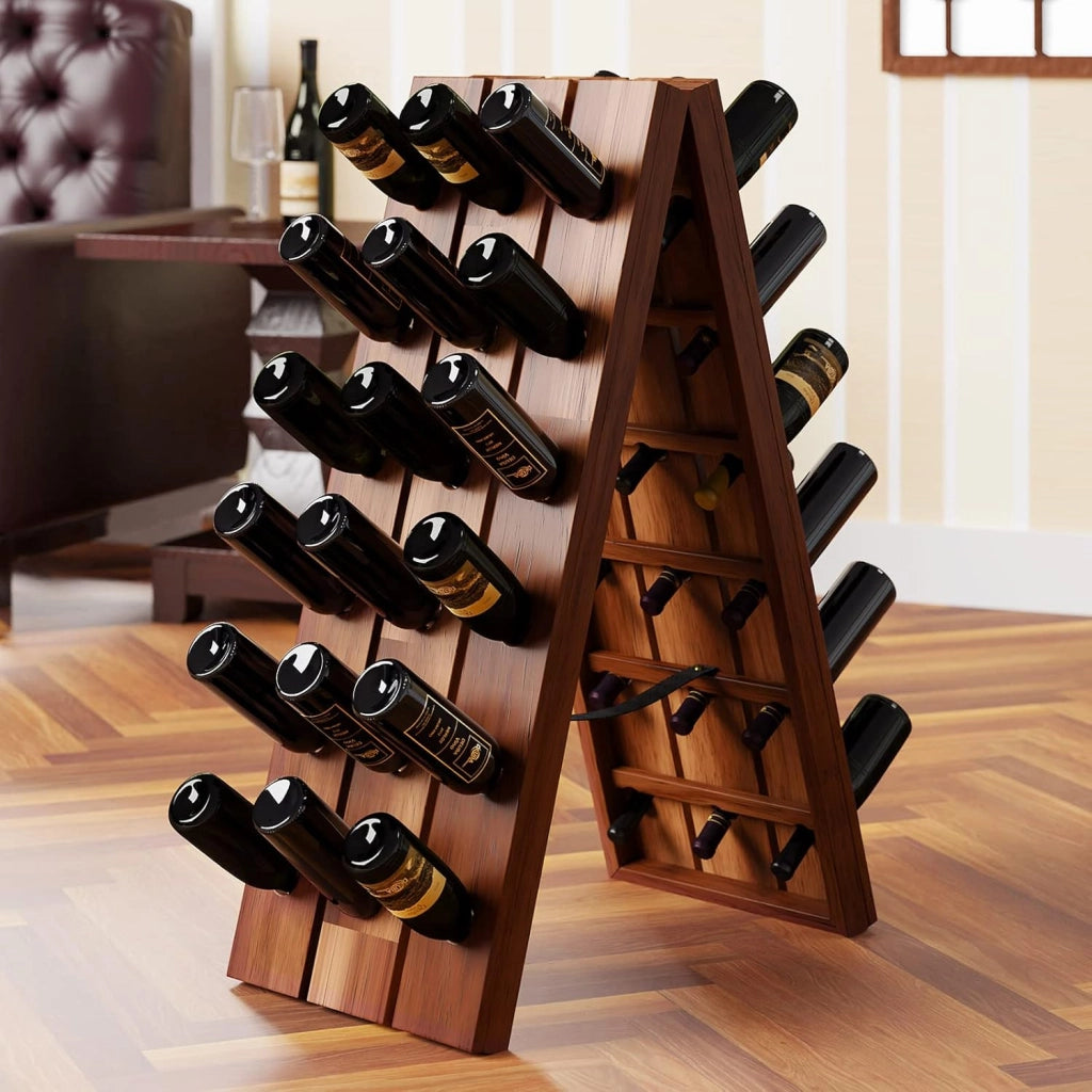 Portavini 36 Bottiglie in Legno di Acacia 87x 55x 39 cm Cantina Cucina Soggiorno Portabottiglie Botte Scaffale Rustico