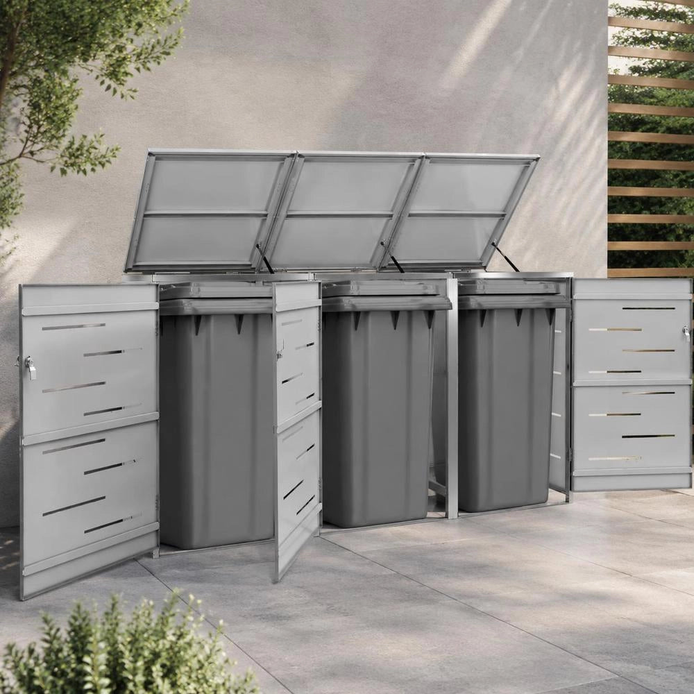 Bin Storage Box For 3 Bins, 207x77.5x115 Cm, Stainless Steel